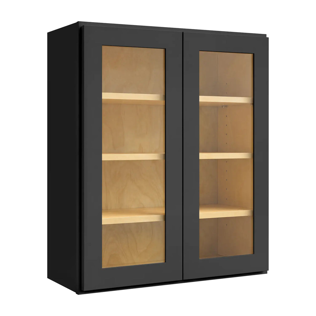 36”W x 42”H Wall Assembled Cabinet with Glass Door - Black Shaker - Craft Cabinetry