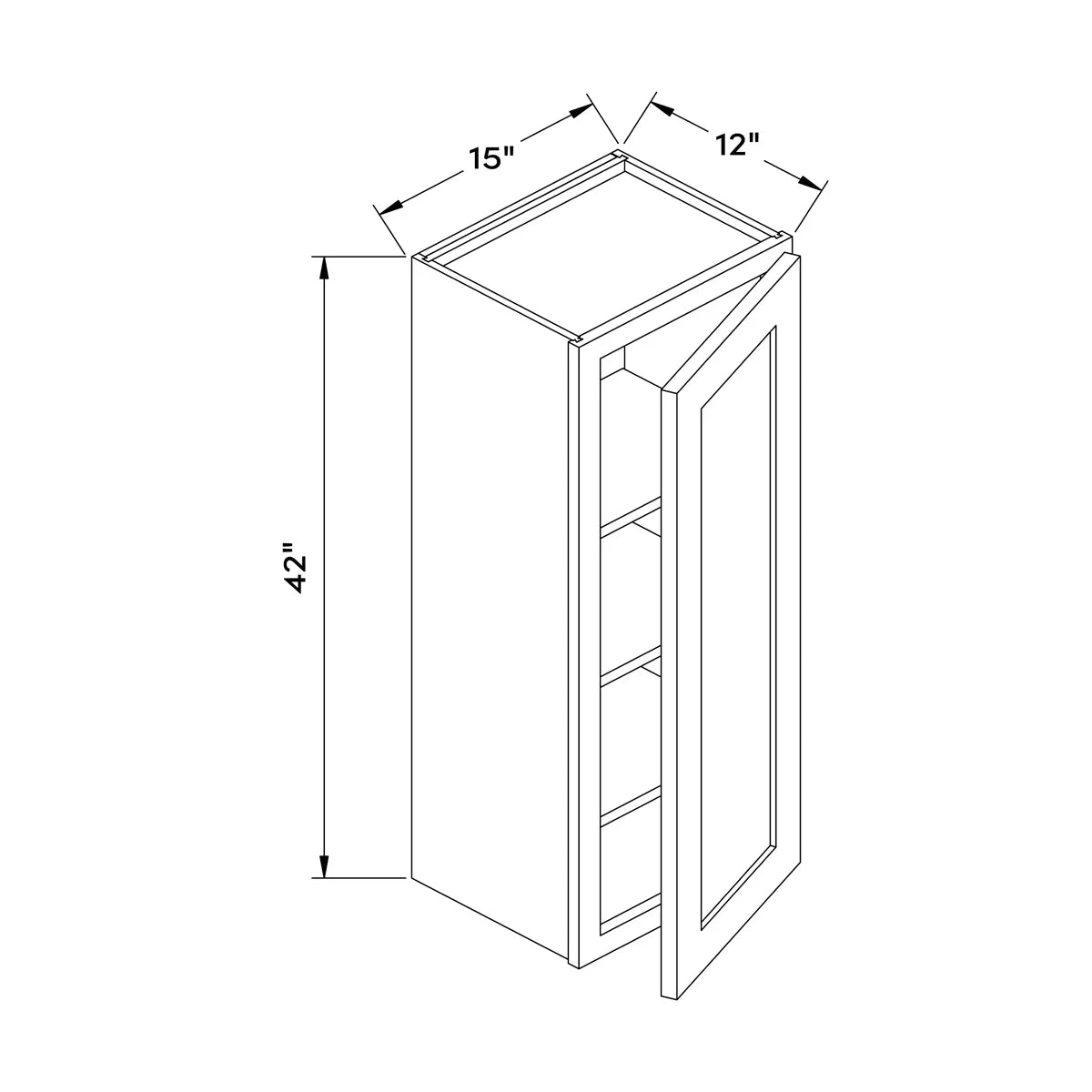 15”W x 42”H Wall Cabinet - Gray Shaker - Craft Cabinetry Image Specifications