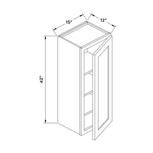 15”W x 42”H Wall Assembled Cabinet with Glass Door in Black Shaker by Craft Cabinetry