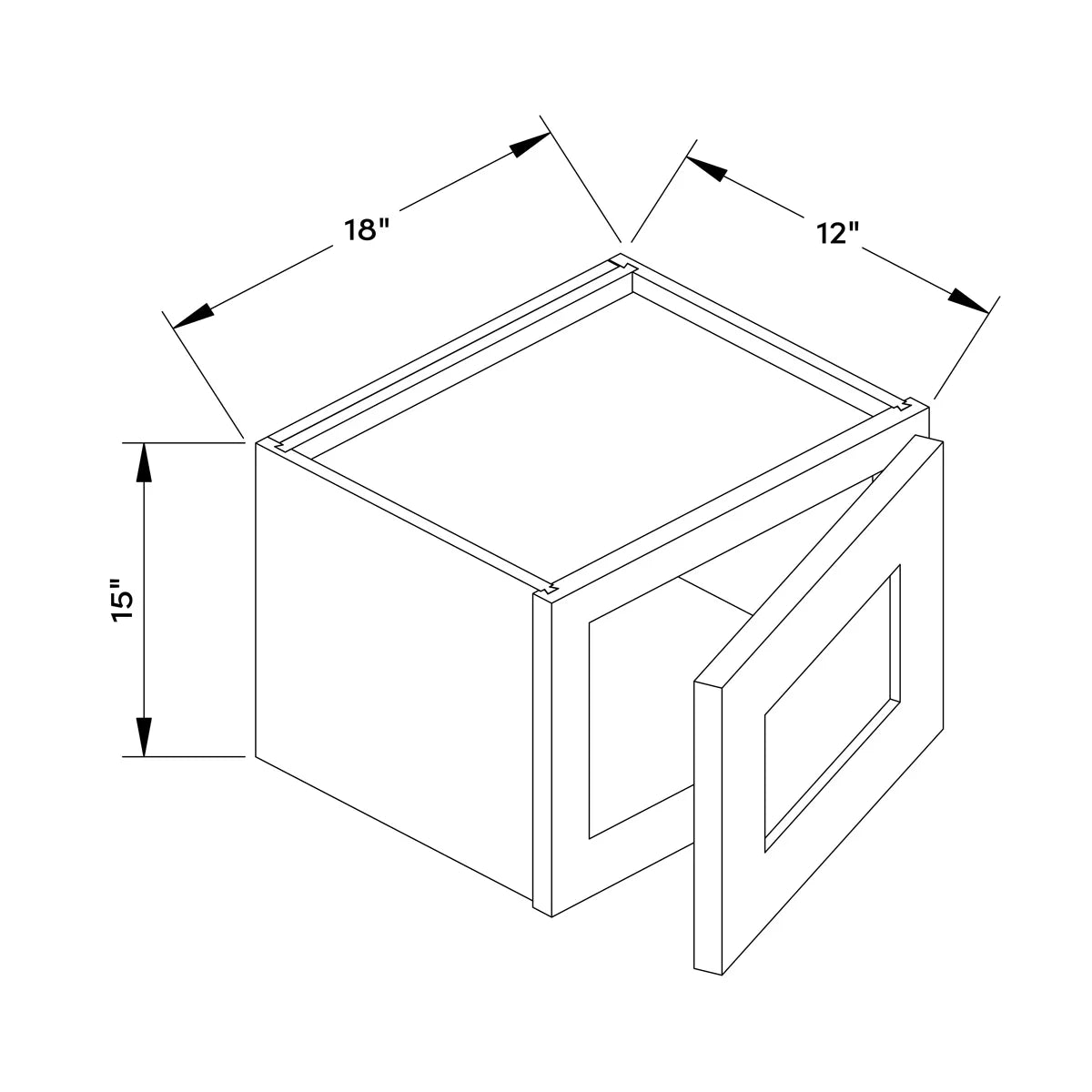 18”W x 15”H Wall Cabinet - White Shaker - Craft Cabinetry Image Specifications