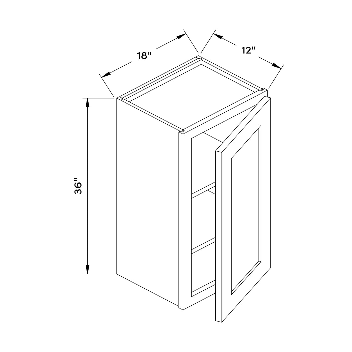 18”W x 36”H Wall Cabinet - White Recessed - Craft Cabinetry Image Specifications