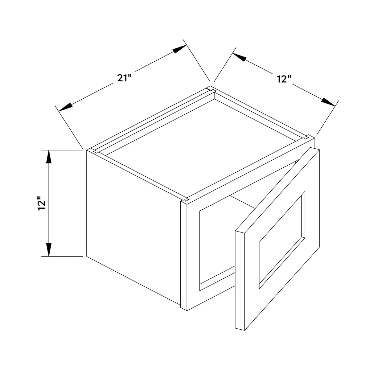 21”W x 12”H Wall Cabinet - White Shaker - Craft Cabinetry Image Specifications