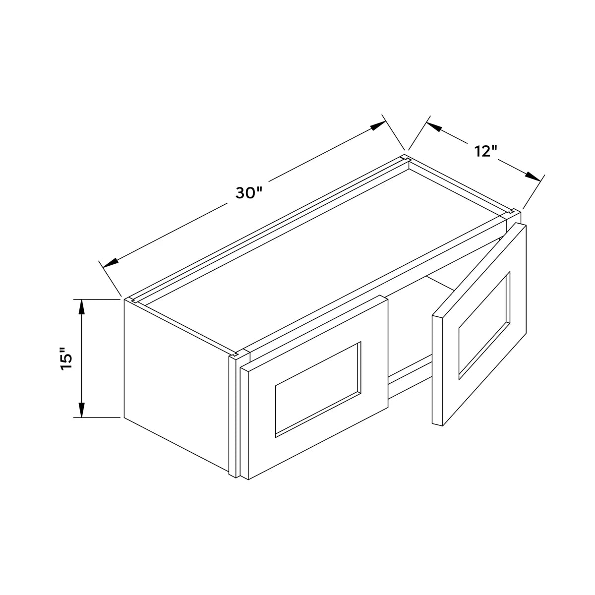 30”W x 15”H Wall Cabinet - Natural Shaker - Craft Cabinetry Image Specifications