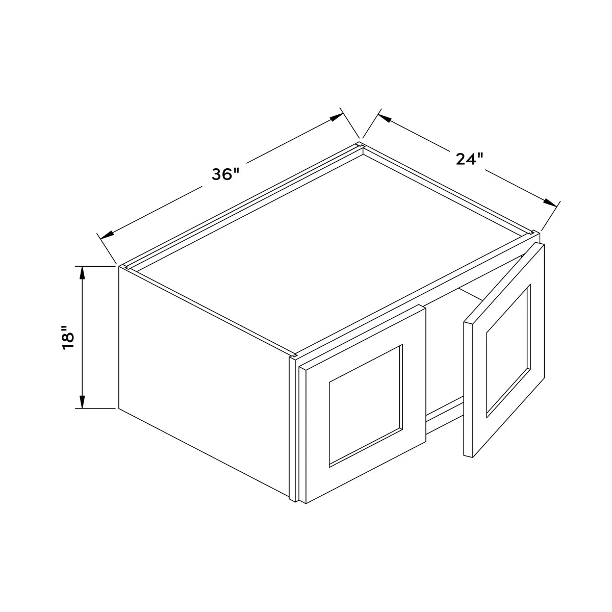 36”W x 18”H 24" Depth Wall Cabinet - White Shaker - Craft Cabinetry Image Specifications