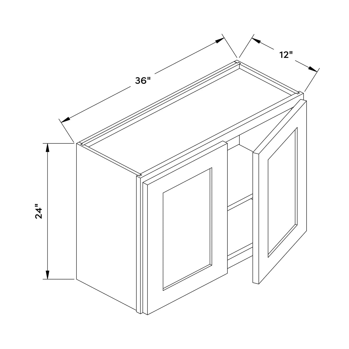 36”W x 24”H Wall Cabinet - White Shaker - Craft Cabinetry Image Specifications