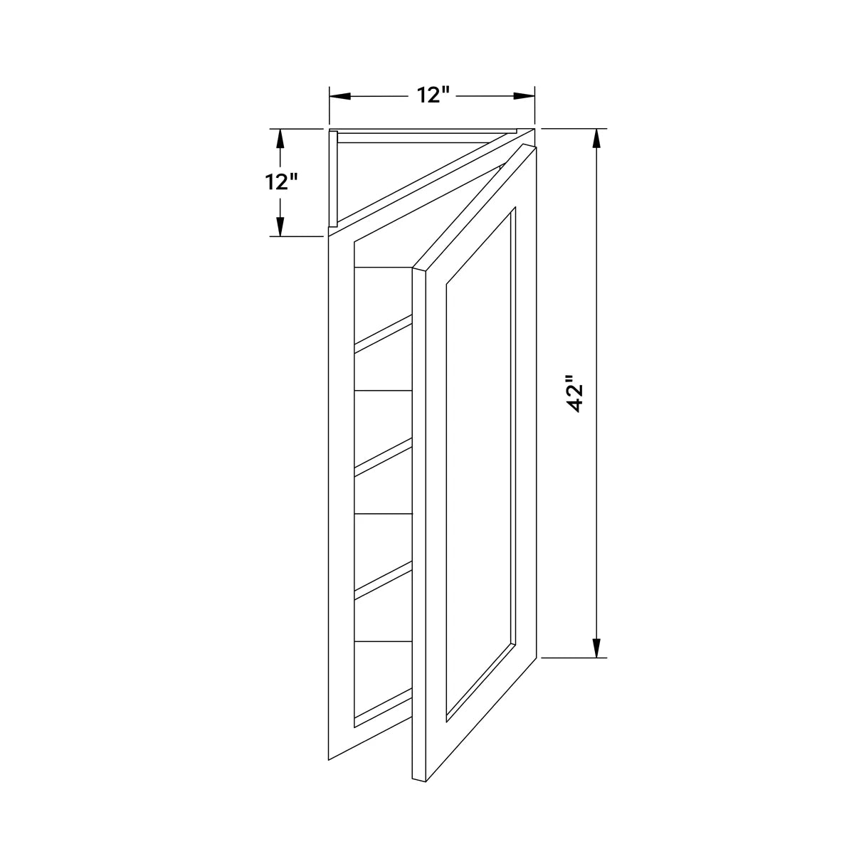 12”W x 42”H Wall Angle Corner Cabinet - Navy Shaker - Craft Cabinetry Image Specifications