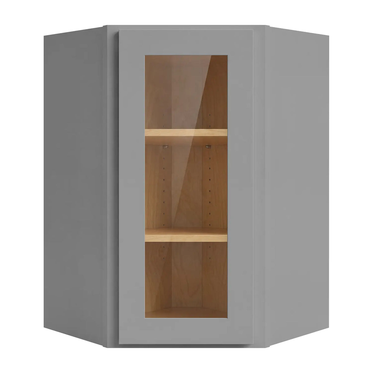 24”W x 36”H Wall Diagonal Corner Assembled Cabinet with Glass Door - Gray Shaker - Craft Cabinetry