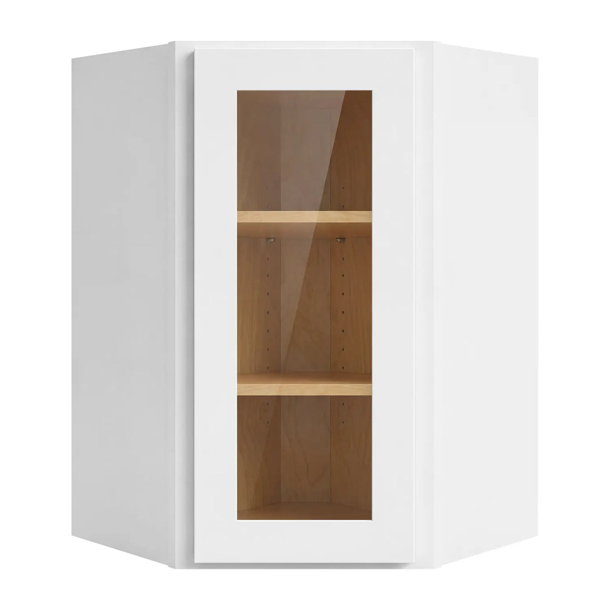 24”W x 36”H Wall Diagonal Corner Assembled Cabinet with Glass Door - White Shaker - Craft Cabinetry