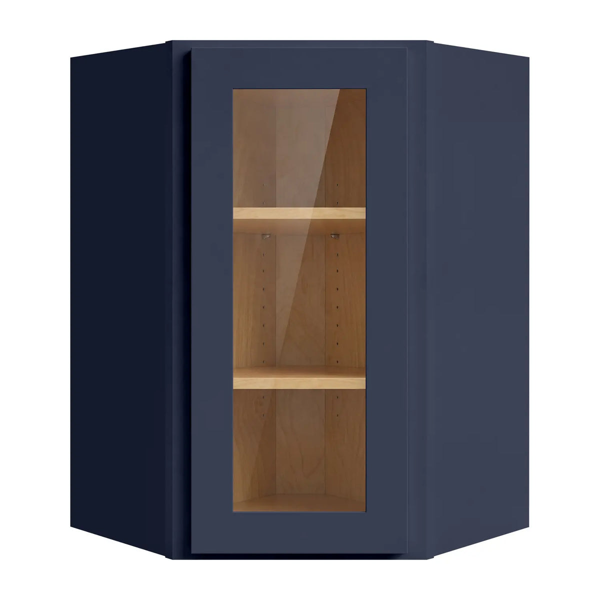 24”W x 36”H Wall Diagonal Corner Assembled Cabinet with Glass Door - Navy Shaker - Craft Cabinetry