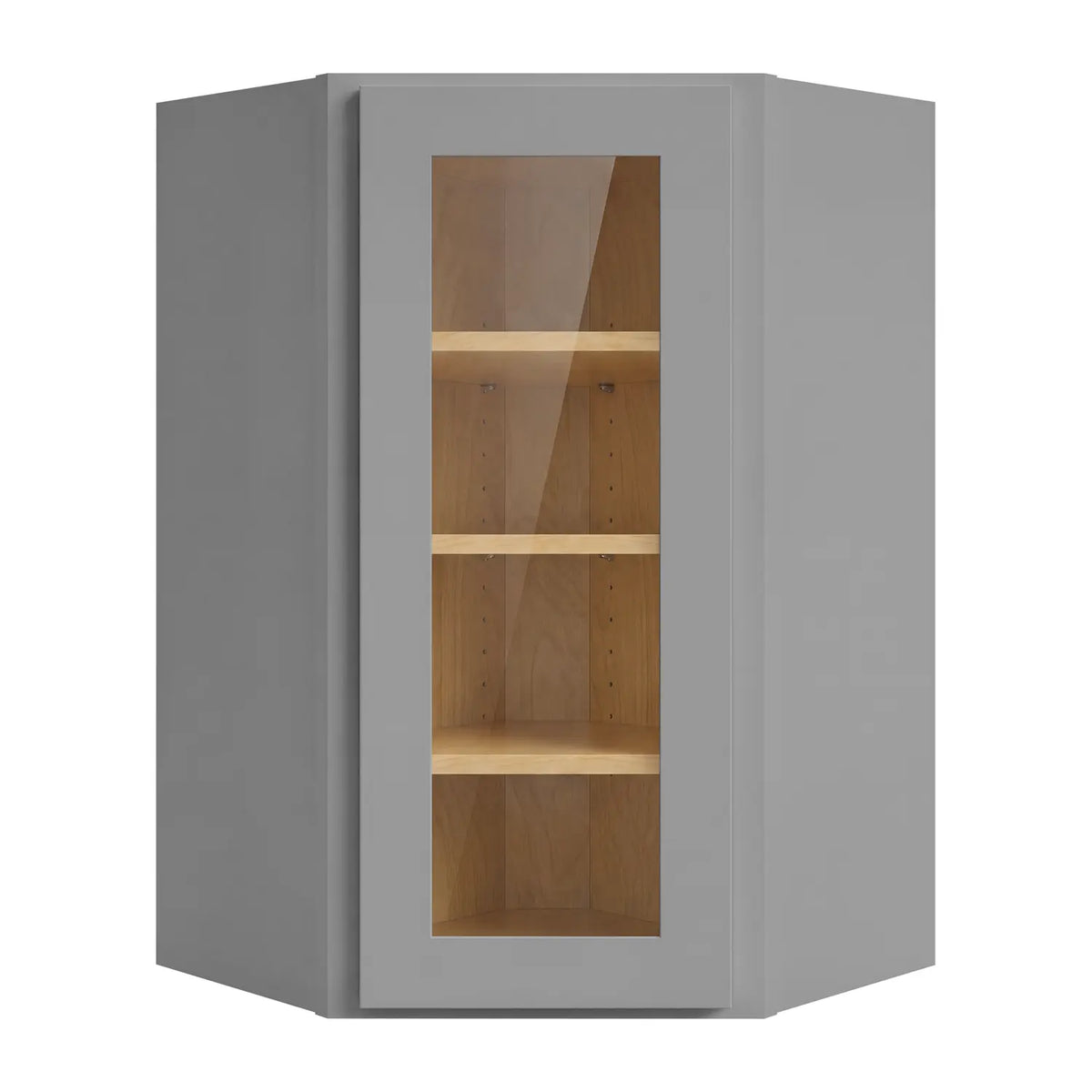 24”W x 42”H Wall Diagonal Corner Assembled Cabinet with Glass Door - Gray Shaker - Craft Cabinetry