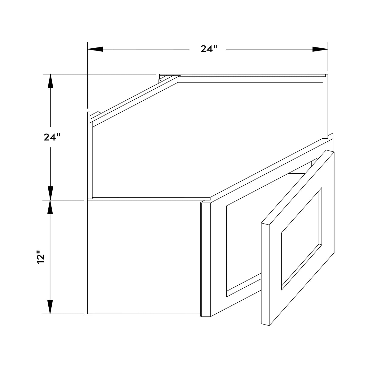 24”W x 12”H Wall Diagonal Corner Cabinet - White Recessed - Craft Cabinetry Image Specifications