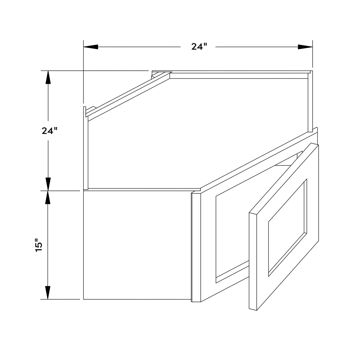 24”W x 15”H Wall Diagonal Corner Cabinet - Black Shaker - Craft Cabinetry Image Specifications