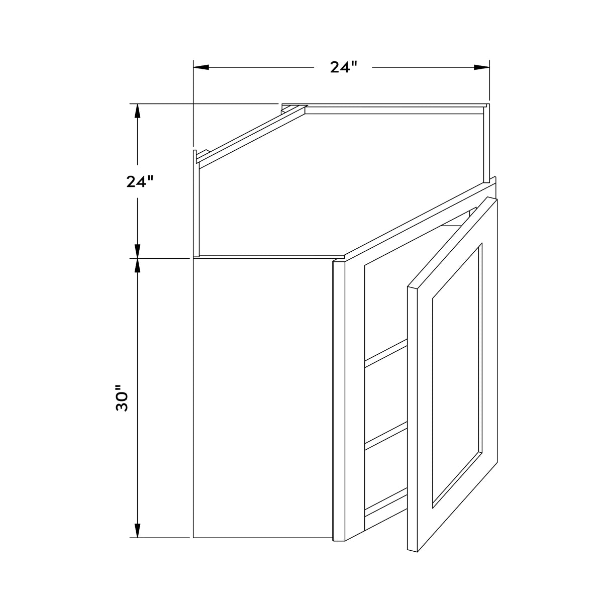 24”W x 30”H Wall Diagonal Corner Cabinet - White Shaker - Craft Cabinetry Image Specifications