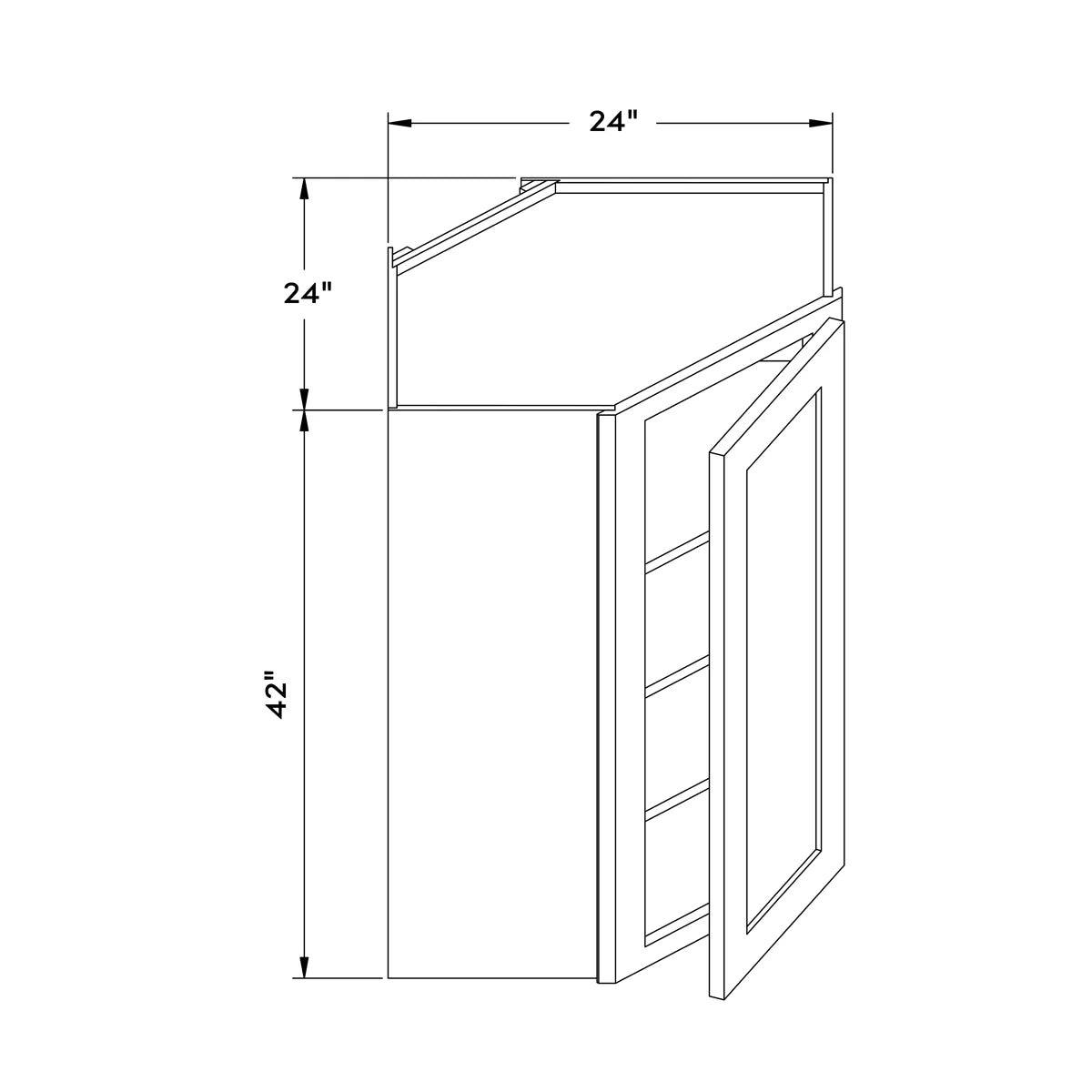 24”W x 42”H Wall Diagonal Corner Cabinet - Navy Shaker - Craft Cabinetry Image Specifications