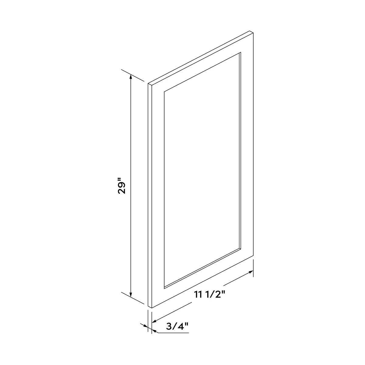Decorative Dummy Door 12"W x 30"H Wall - White Shaker - Craft Cabinetry Image Specifications