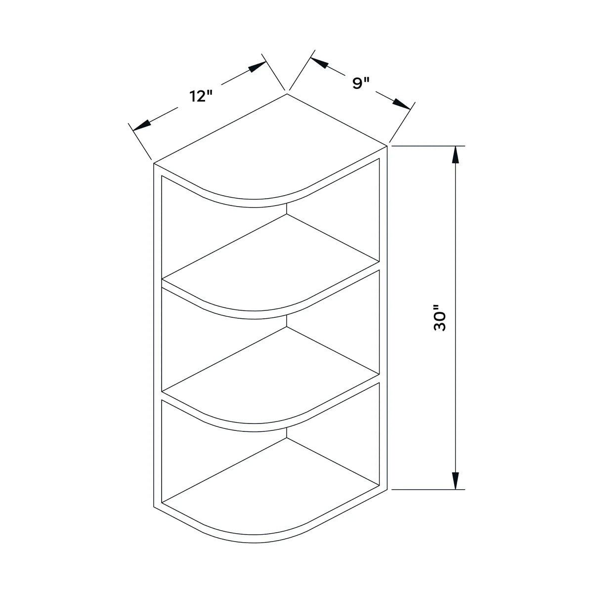 9”W x 30”H Wall End Shelf - White Shaker - Craft Cabinetry Image Specifications