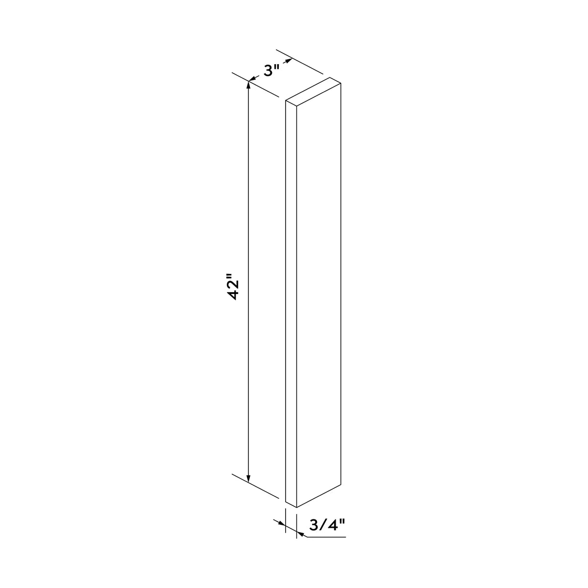 3"W x 42"H Wall Filler - Navy Shaker - Craft Cabinetry Image Specifications