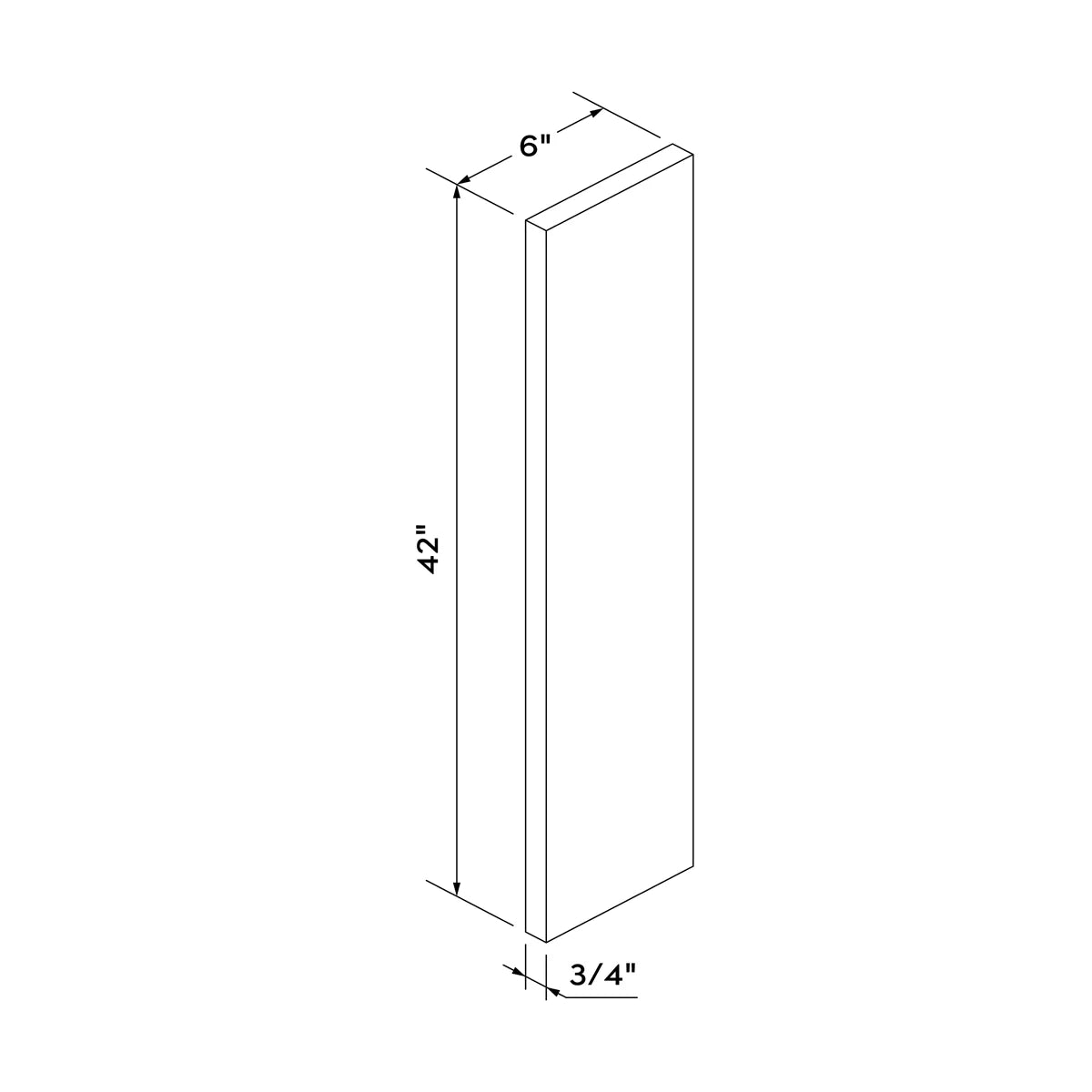 6"W x 42"H Wall Filler - Dark Gray Recessed - Craft Cabinetry Image Specifications