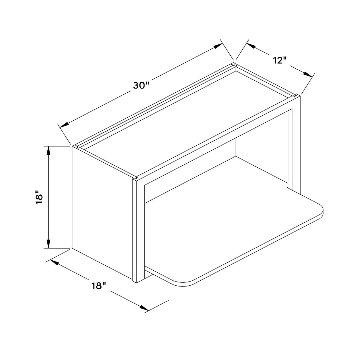 30”W x 18”H Microwave Wall Cabinet - White Recessed - Craft Cabinetry Image Specifications