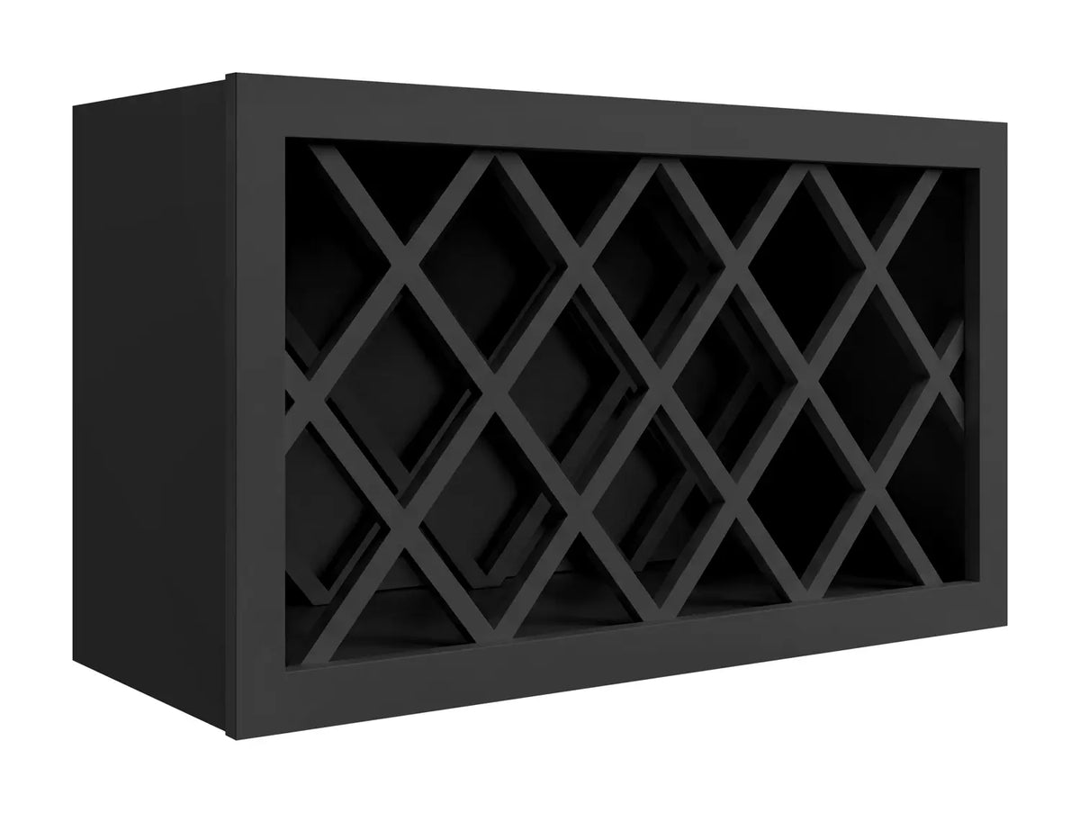 30”W x 18”H Wine Rack Wall Assembled Cabinet - Black Shaker - Craft Cabinetry